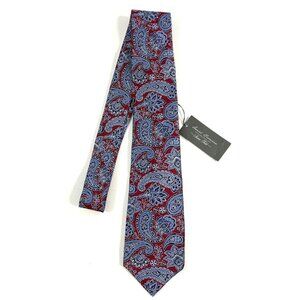 Daniel Cremieux Signature Collection Silk Tie 7 Fold Blue Paisley Italy Limited